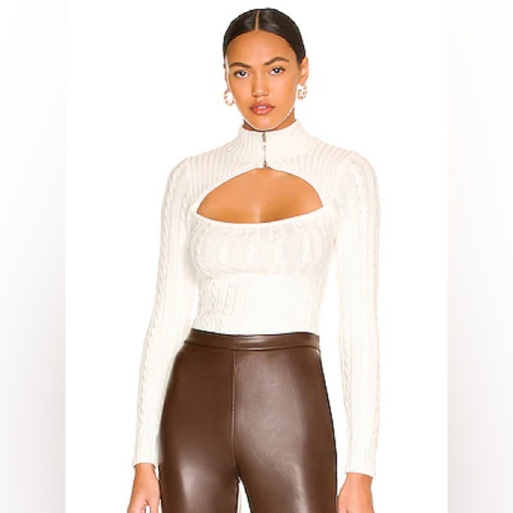 superdown White Cutout Sweater